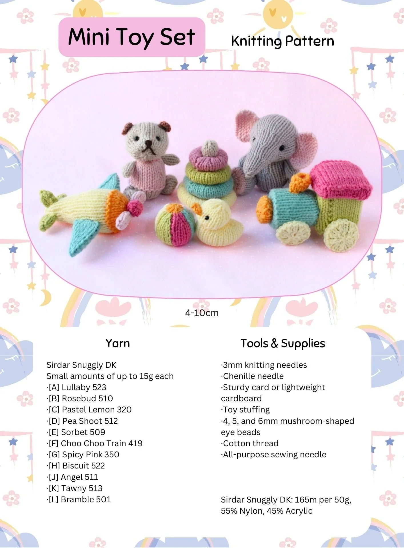 Mini Toy Set knitted toys knitting pattern Knits by Sachi